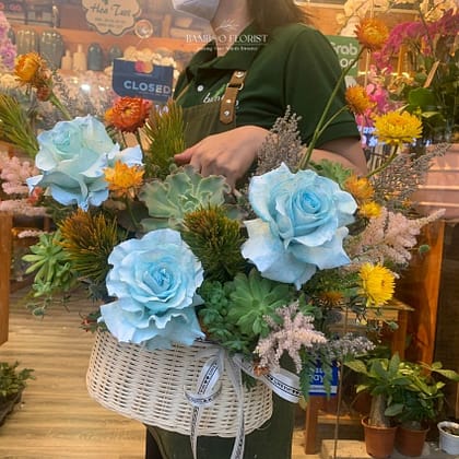 Blue Roses Basket
