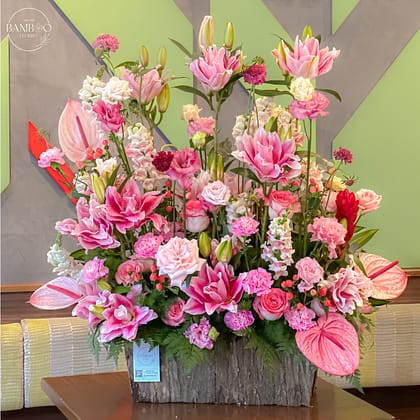 Pink Lily Fresh Flower Basket